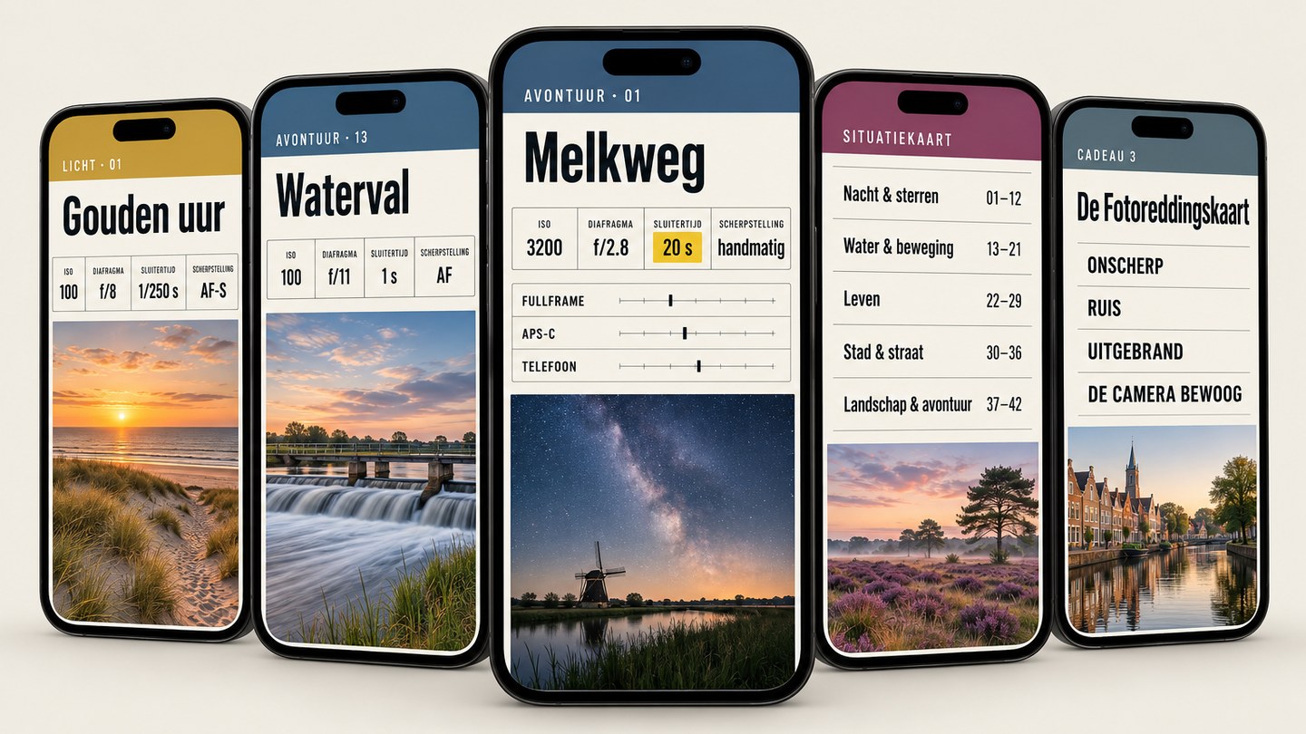 De hele set op telefoons: kaarten, Situatiekaart en cadeaus