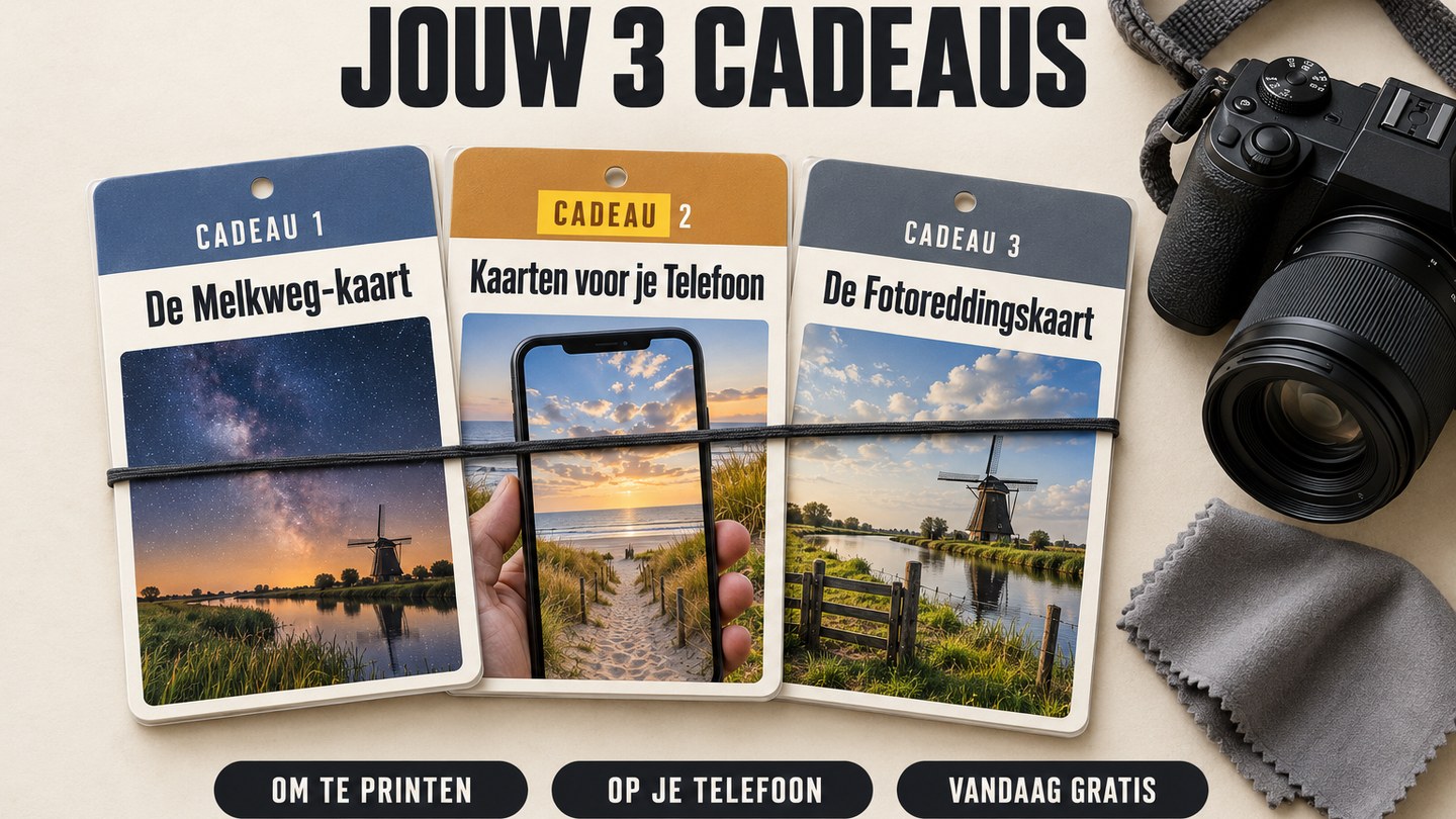 3 cadeaus: De Melkweg-kaart, Kaarten voor je Telefoon en De Fotoreddingskaart