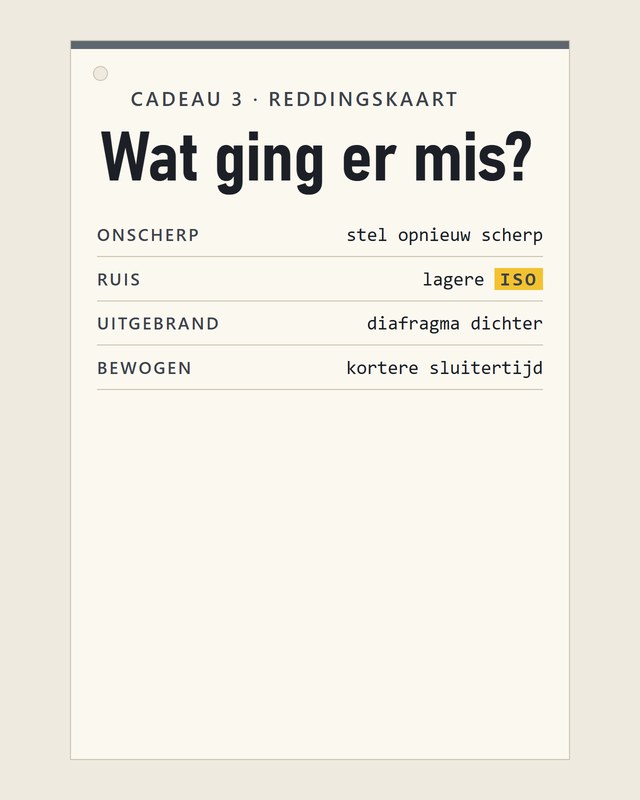 De Fotoreddingskaart: onscherp, ruis, uitgebrand, de camera bewoog